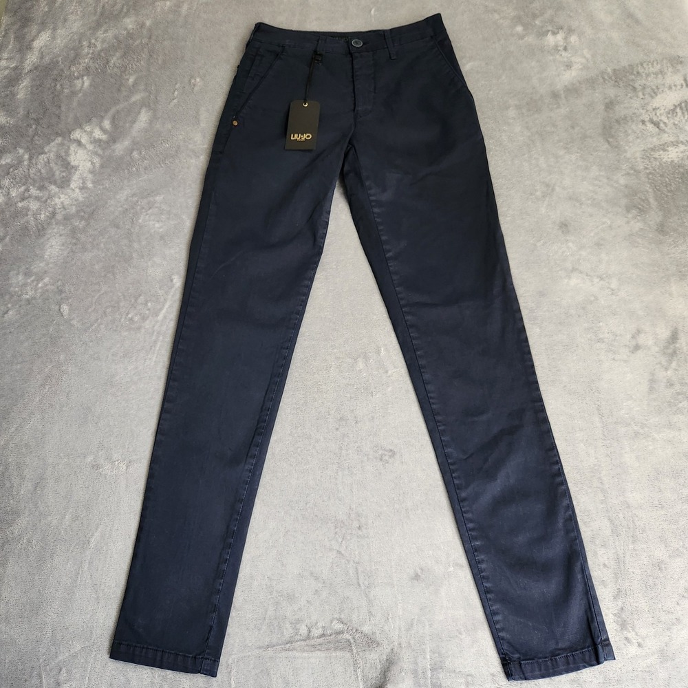 Liu Jo Uomo Mens Dark Blue Chino Pants 42 28 New Zealand Raso Slim NWT Italian
